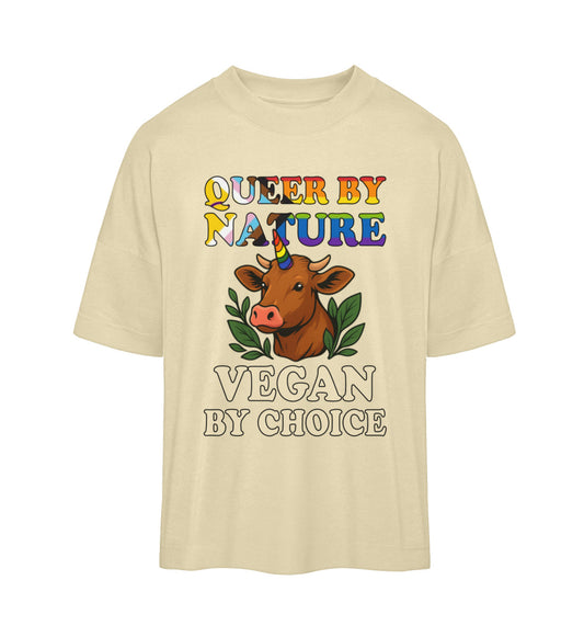 Natural Raw Oversized T-Shirt Cow Unicorn – Queer by nature, Vegan by choice - Vegayn