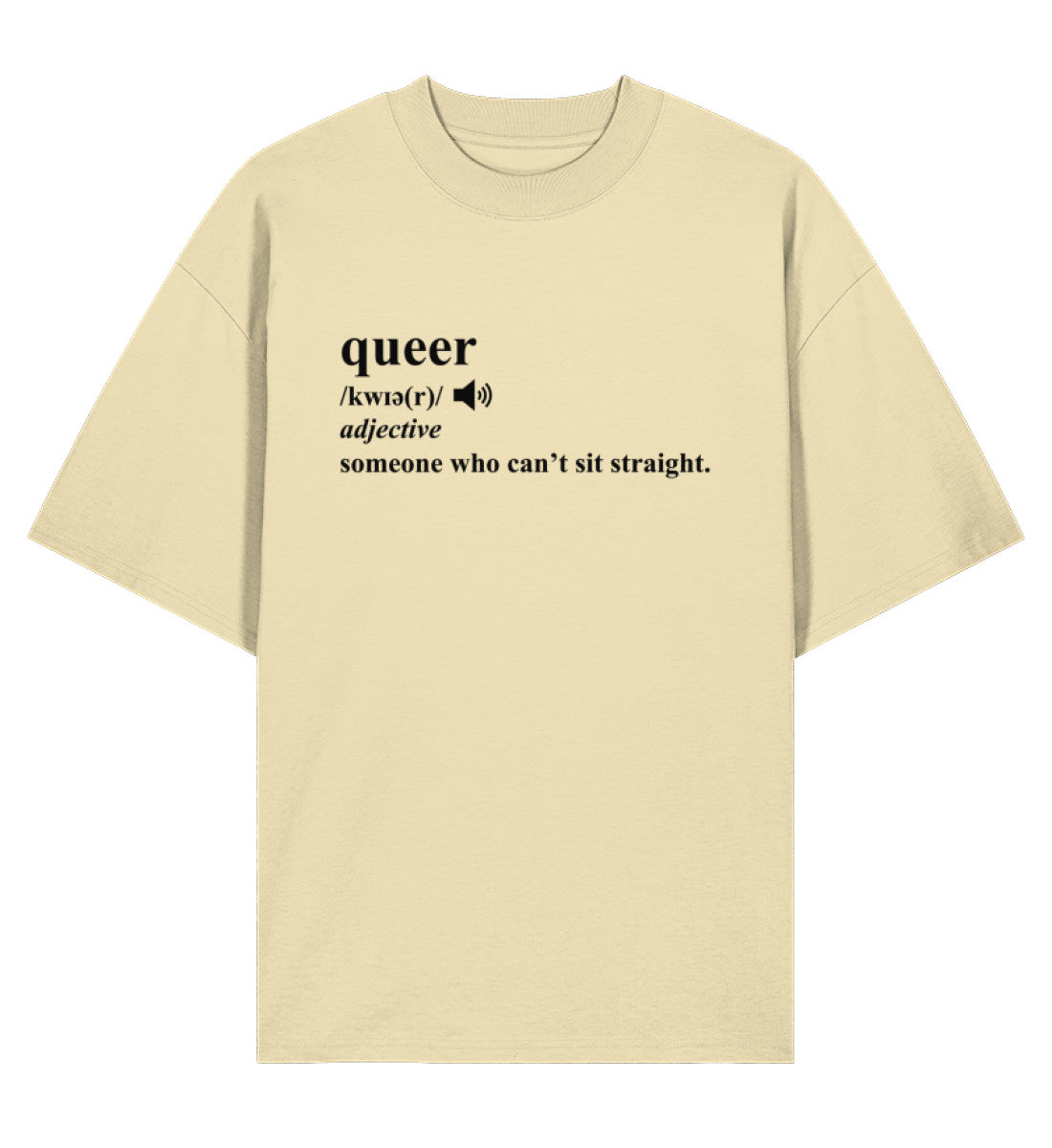 Natural Raw Oversized T-Shirt – Dictionary Queer - Vegayn