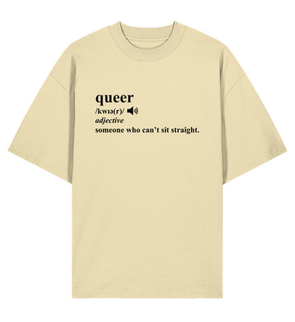 Natural Raw Oversized T-Shirt – Dictionary Queer - Vegayn
