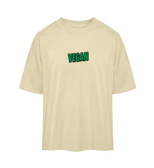 Natural Raw Oversized T-Shirt Embroidery – Vegan - Vegayn