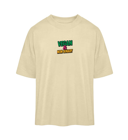 Natural Raw Oversized T-Shirt Embroidery – Vegan & Non-Binary - Vegayn