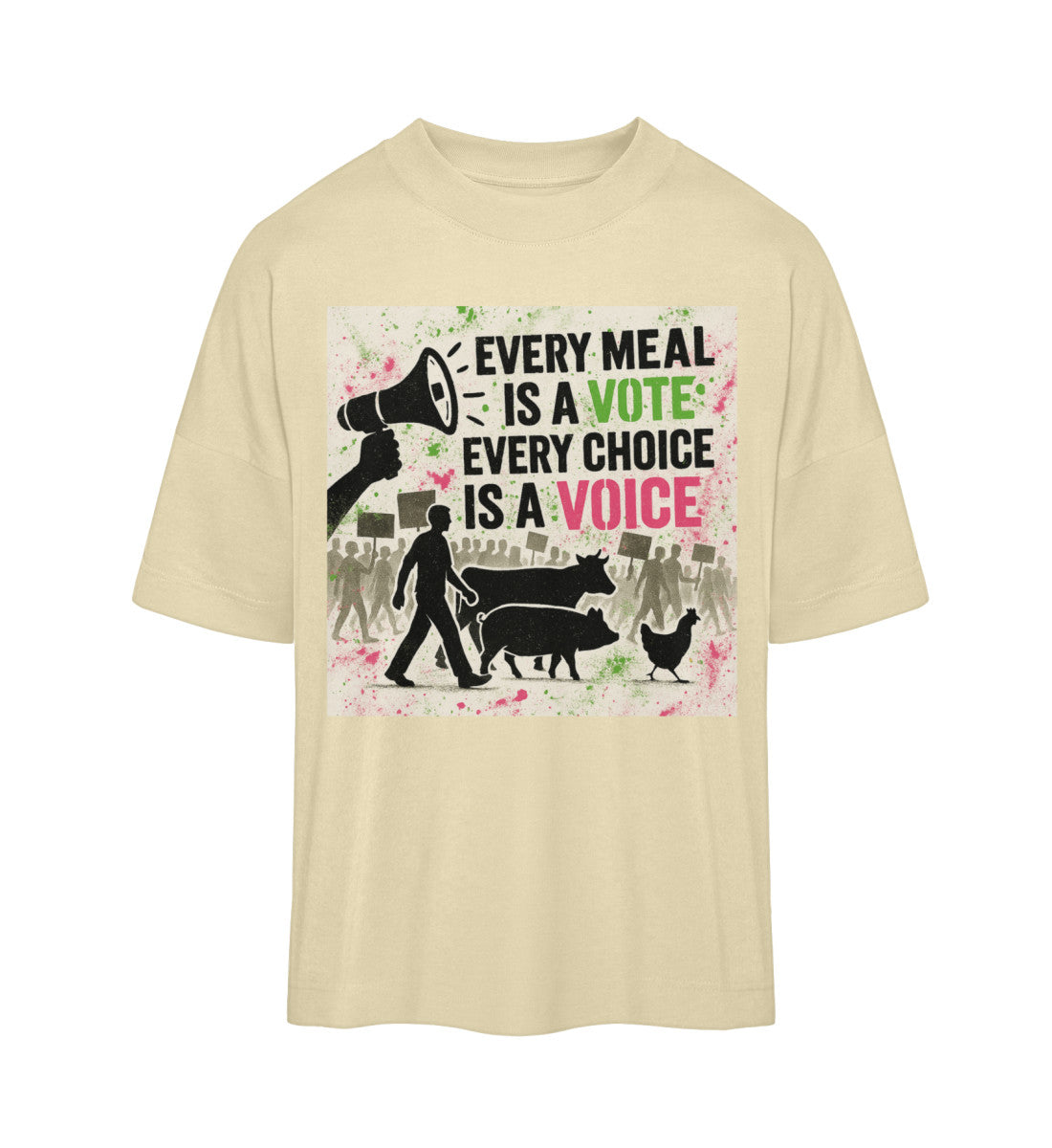 Natural Raw Oversized T-Shirt – Every meal is a vote. Every choice is a voice. - Vegayn