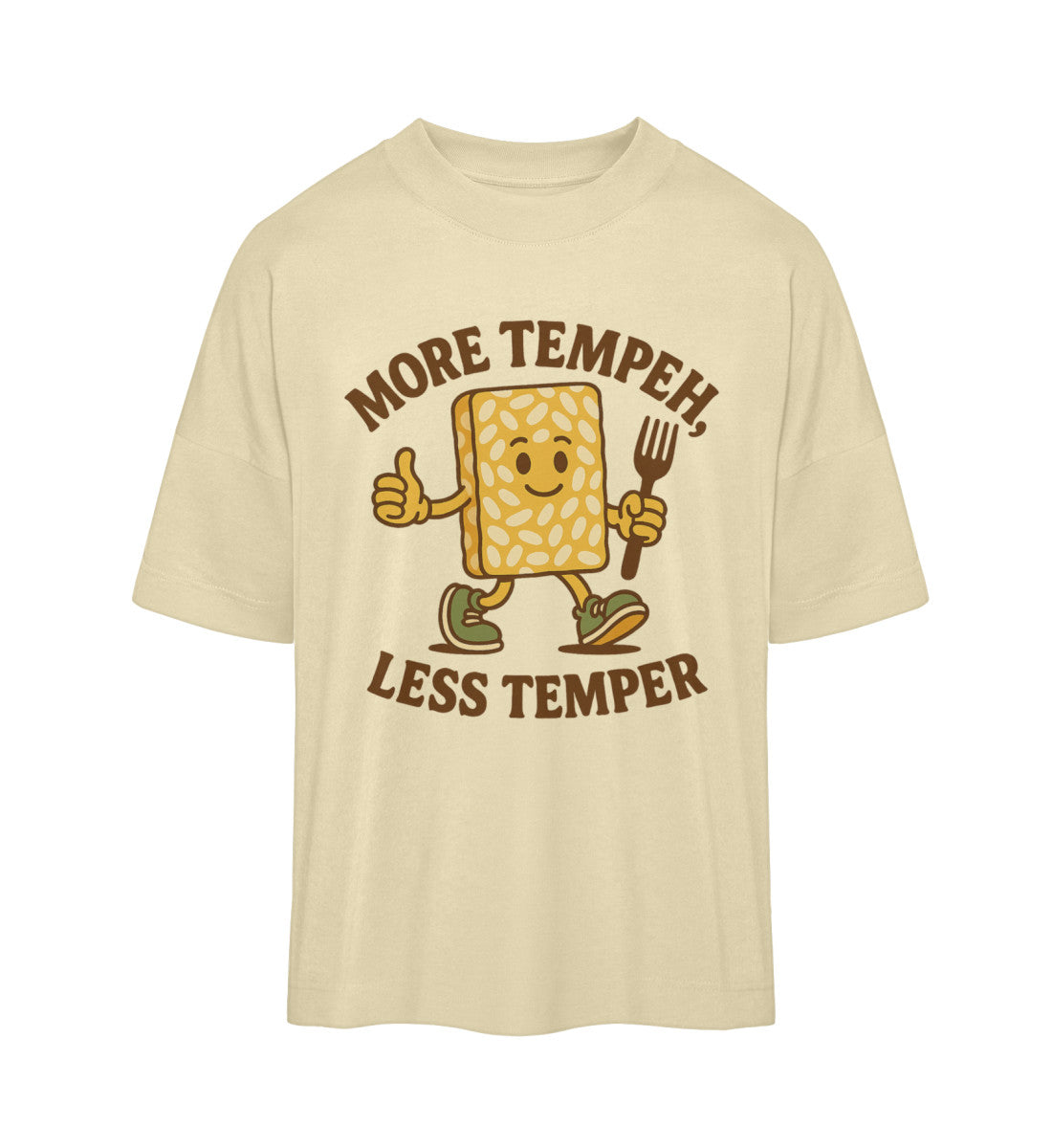 Natural Raw Oversized T-Shirt – More tempeh, less temper - Vegayn