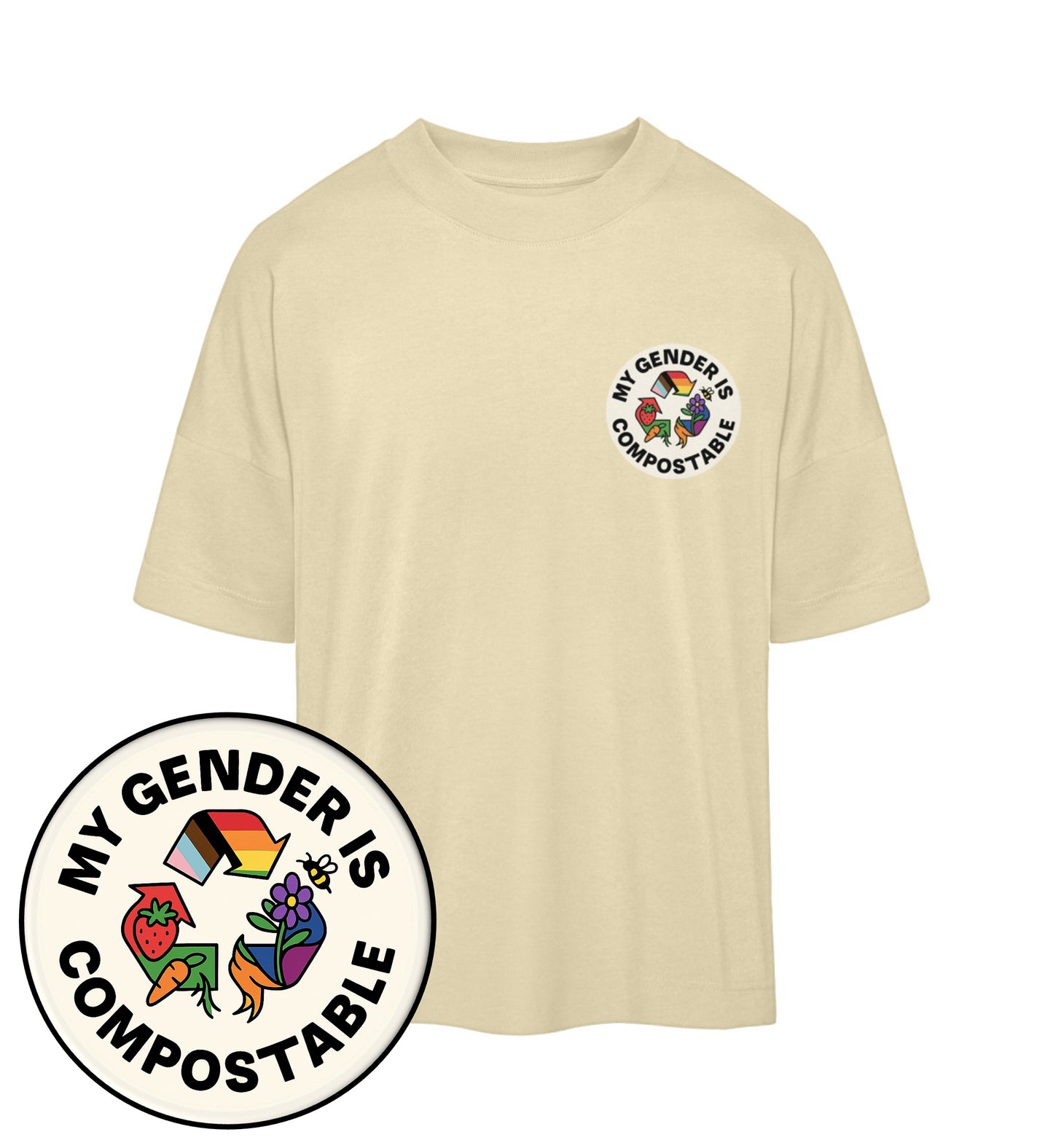 Natural Raw Oversized T-Shirt – My gender is compostable - Vegayn