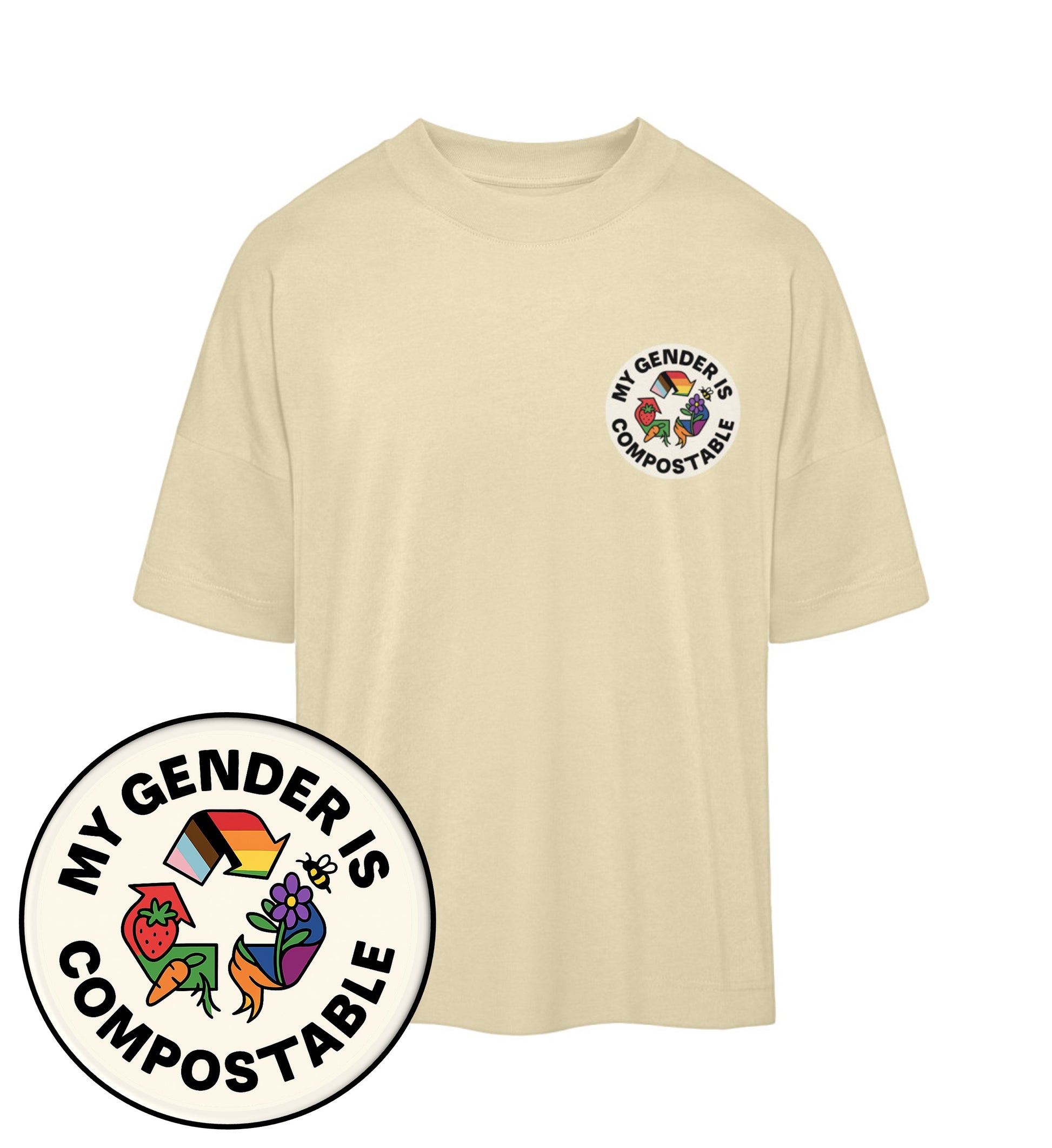 Natural Raw Oversized T-Shirt – My gender is compostable - Vegayn