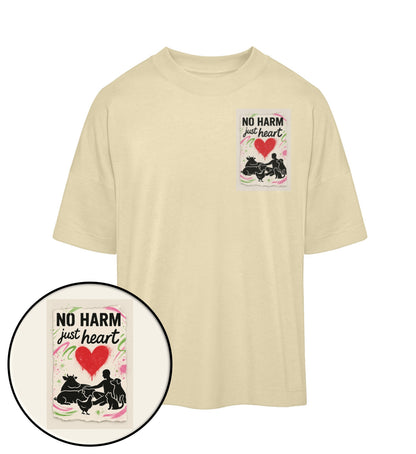 Natural Raw Oversized T-Shirt – No harm, just heart - Vegayn