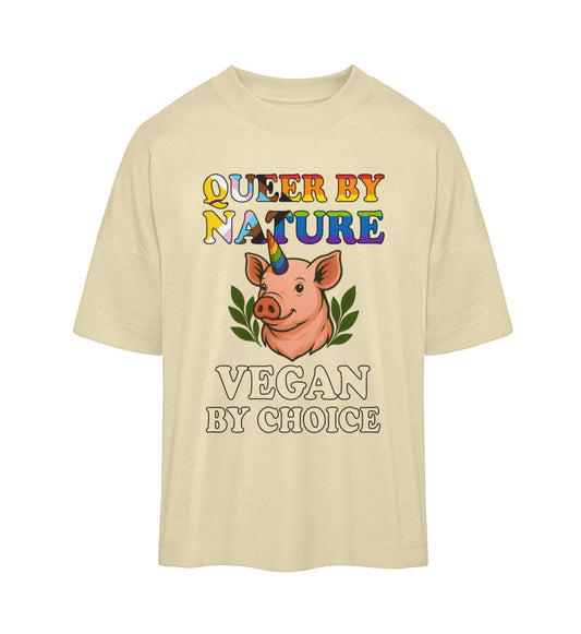 Natural Raw Oversized T-Shirt Pig Unicorn – Queer by nature, Vegan by choice - Vegayn
