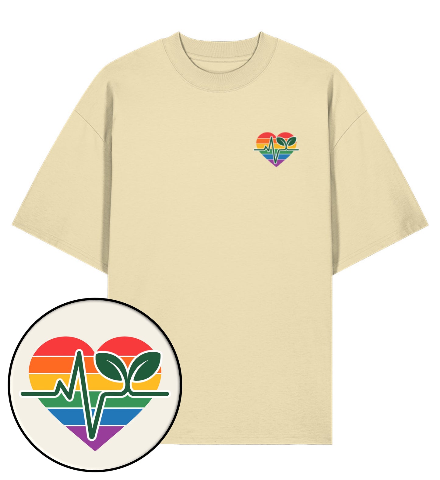Natural Raw Oversized T-Shirt – Queer-Vegan ECG - Vegayn