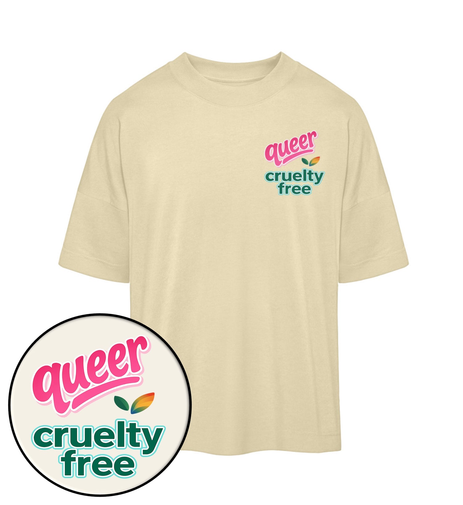 Natural Raw Oversized T-Shirt – Queer & cruelty-free - Vegayn