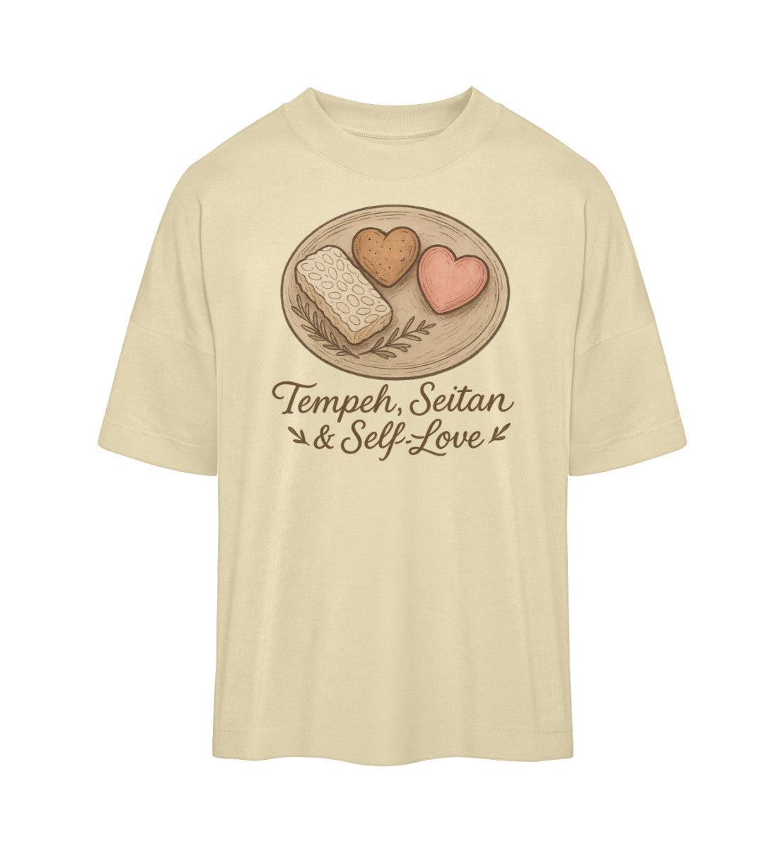 Natural Raw Oversized T-Shirt – Tempeh, seitan & self-love - Vegayn