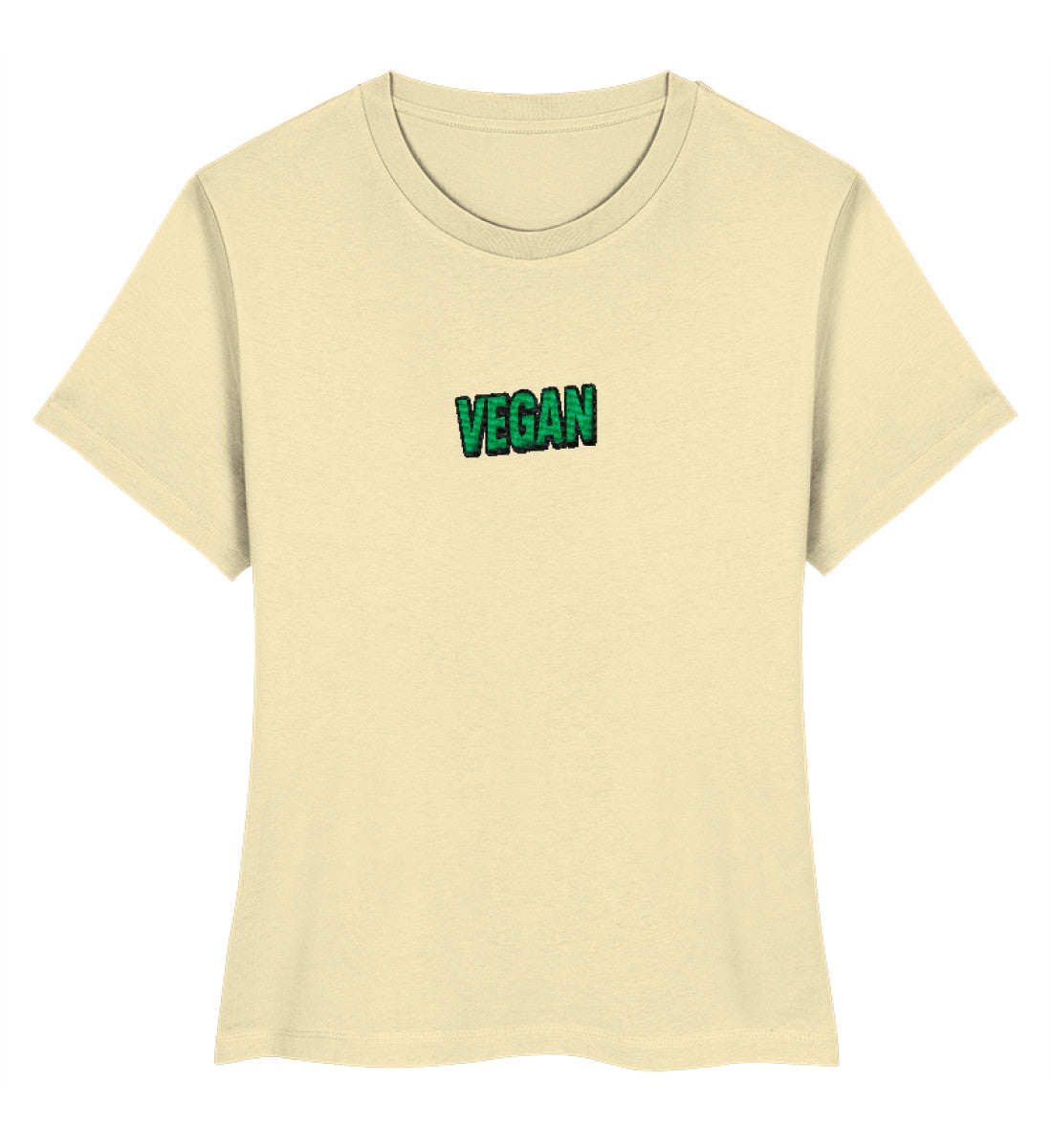Natural Raw Short-Fit T-Shirt Embroidery – Vegan - Vegayn