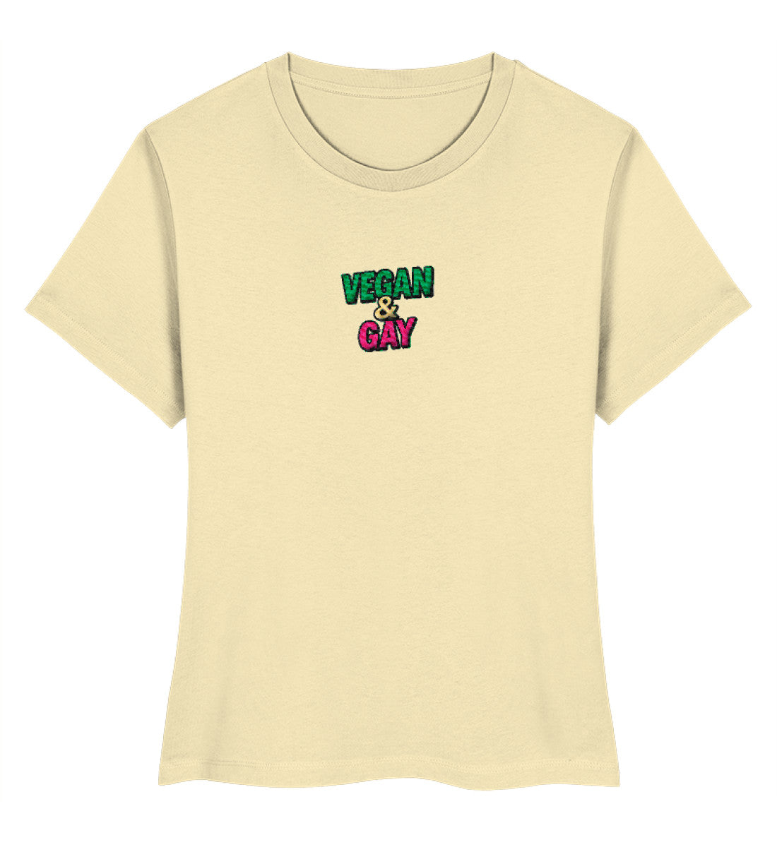 Natural Raw Short-Fit T-Shirt Embroidery – Vegan & Gay - Vegayn