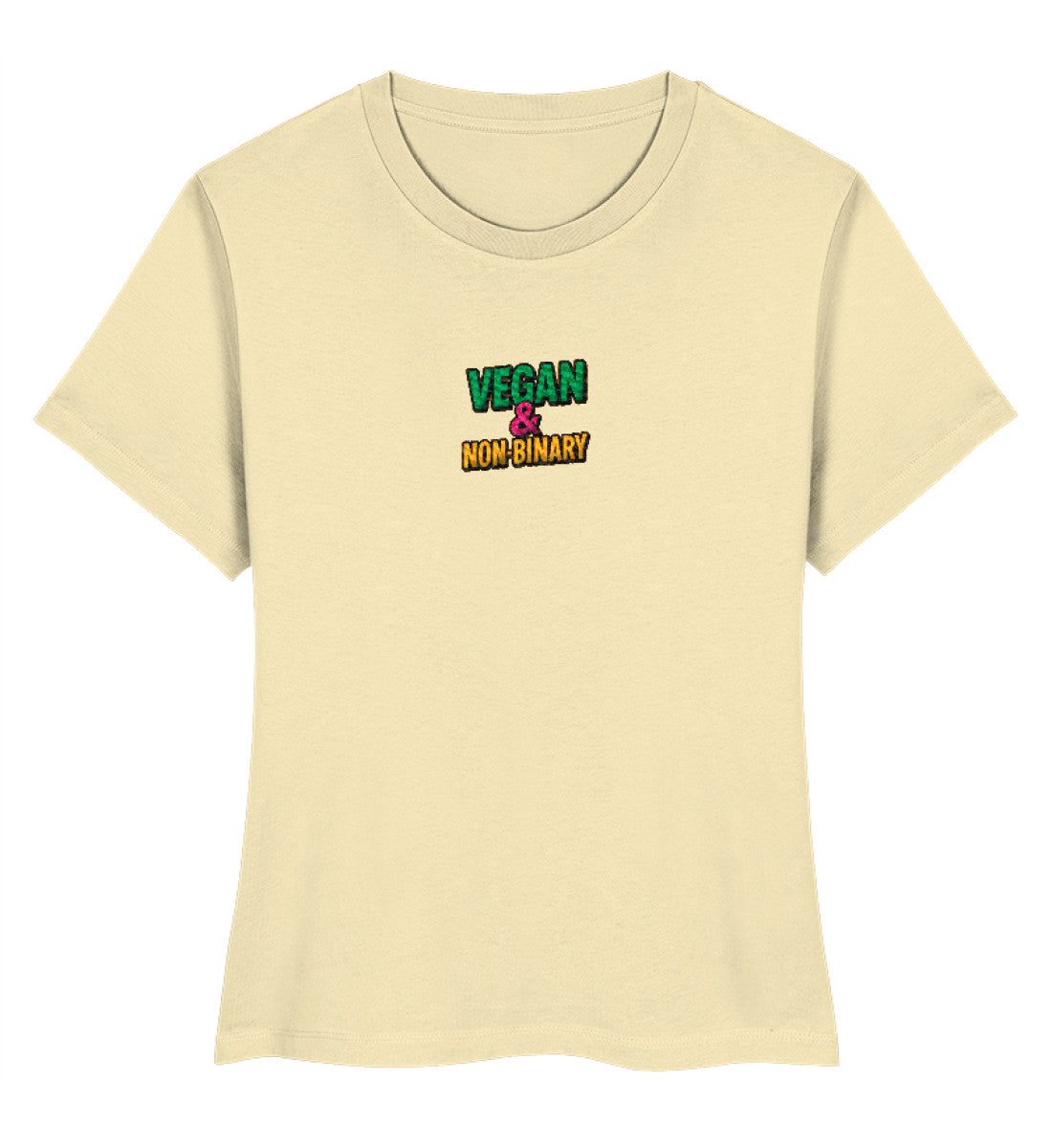 Natural Raw Short-Fit T-Shirt Embroidery – Vegan & Non-Binary - Vegayn