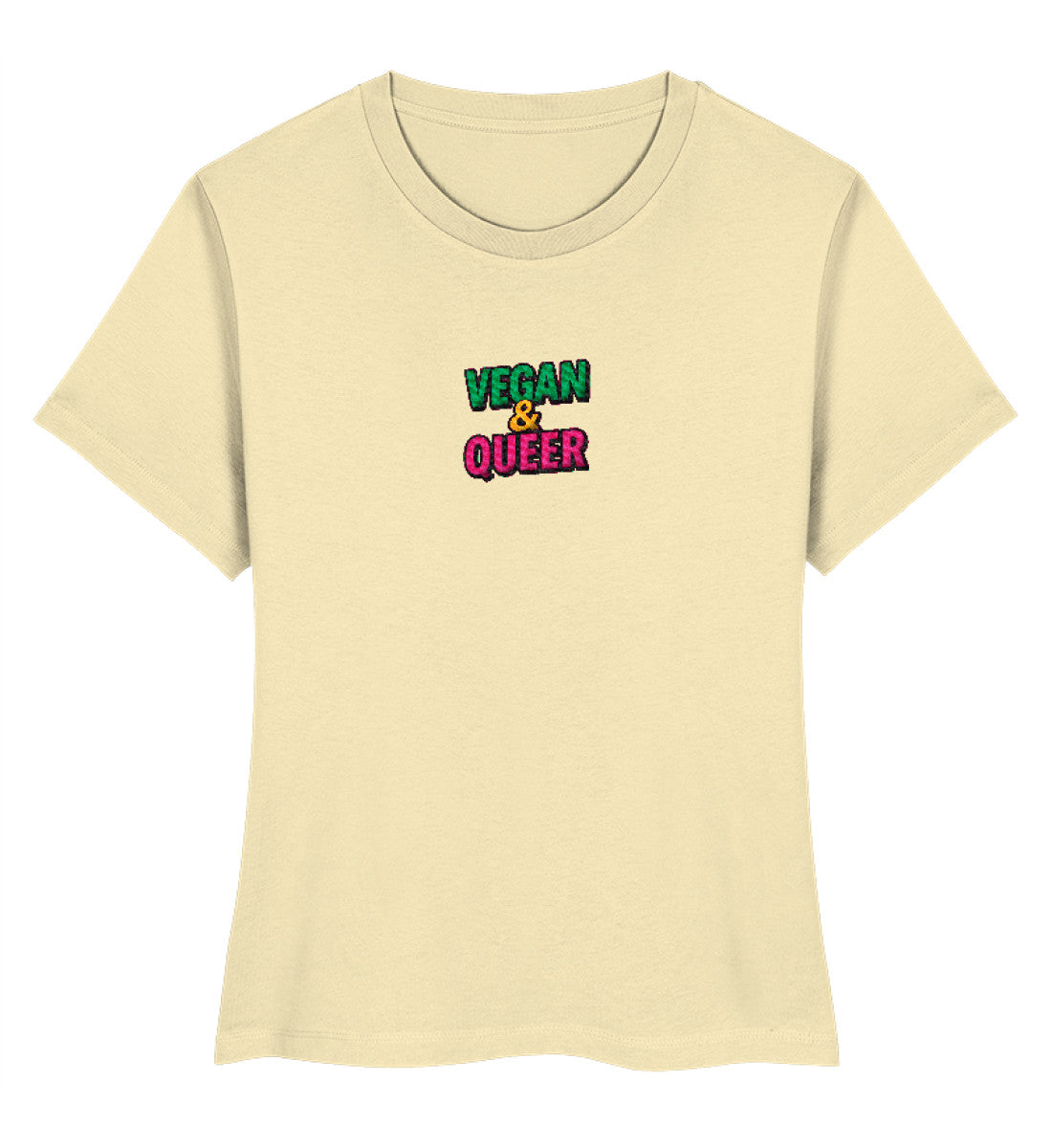 Natural Raw Short-Fit T-Shirt Embroidery – Vegan & Queer - Vegayn
