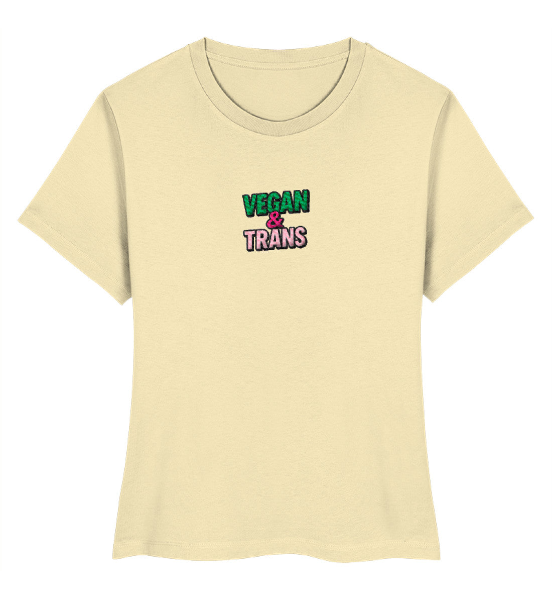 Natural Raw Short-Fit T-Shirt Embroidery – Vegan & Trans - Vegayn