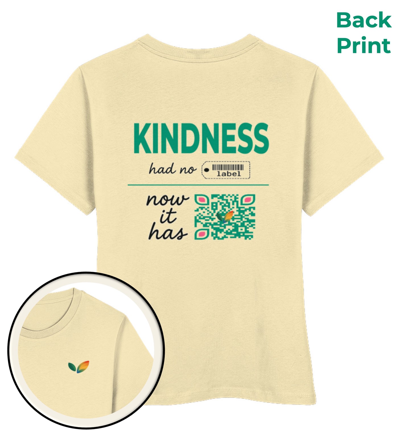 Natural Raw Short-Fit T-Shirt – Kindness had no label. Now it has - Vegayn