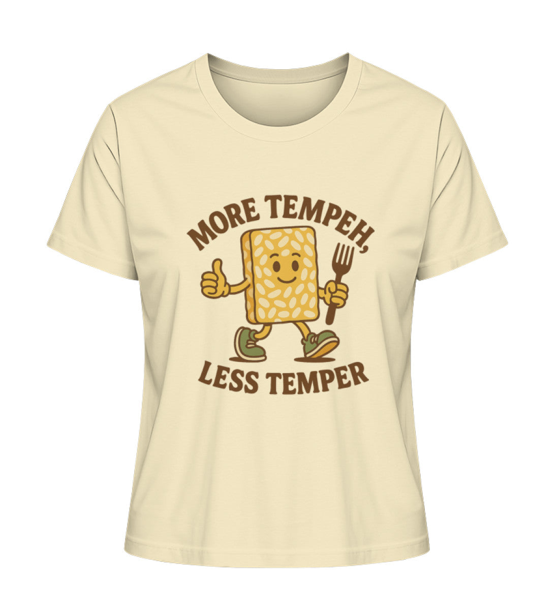 Natural Raw Short-Fit T-Shirt – More tempeh, less temper - Vegayn