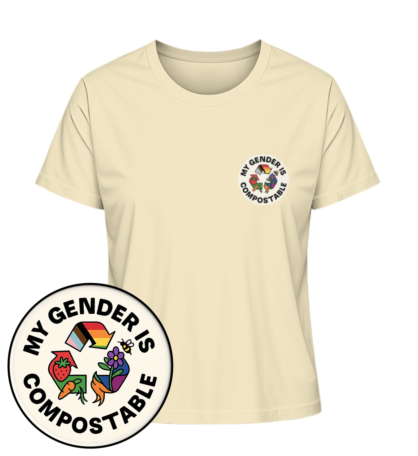 Natural Raw Short-Fit T-Shirt – My gender is compostable - Vegayn