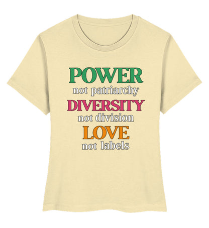 Natural Raw Short-Fit T-Shirt – Power, not patriarchy – Diversity, not division – Love, not labels - Vegayn