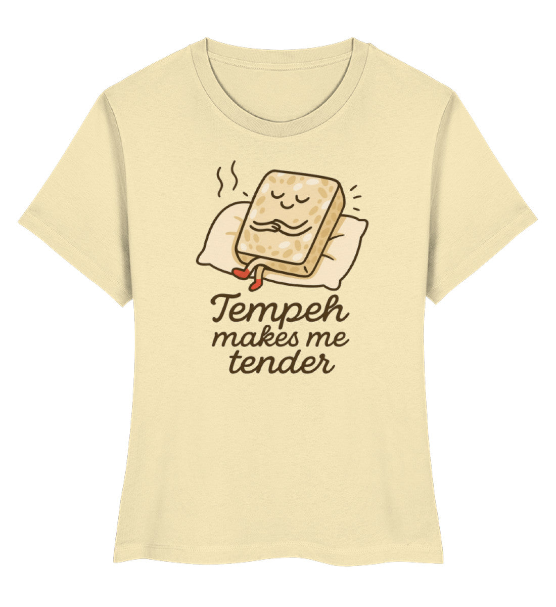 Natural Raw Short-Fit T-Shirt – Tempeh makes me tender - Vegayn