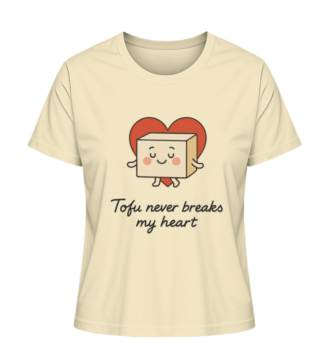 Natural Raw Short-Fit T-Shirt – Tofu never breaks my heart - Vegayn