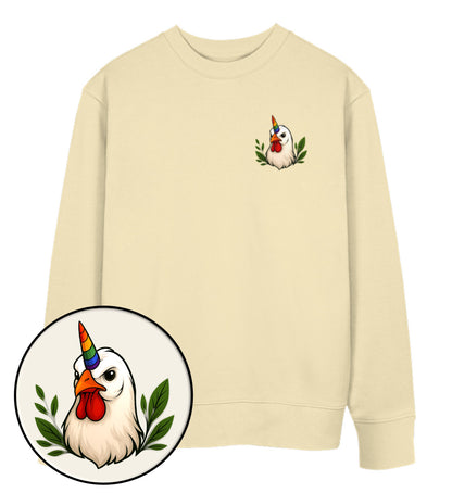 Natural Raw Sweatshirt – Chicken Queercorn - Vegayn