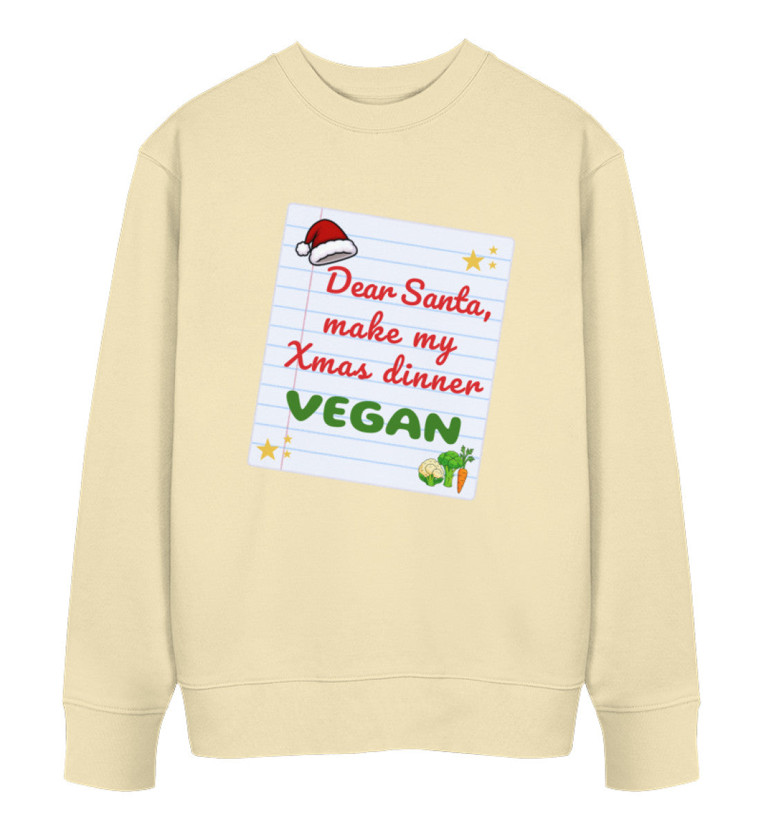 Natural Raw Sweatshirt Christmas – Dear Santa, make my Xmas dinner Vegan - Vegayn