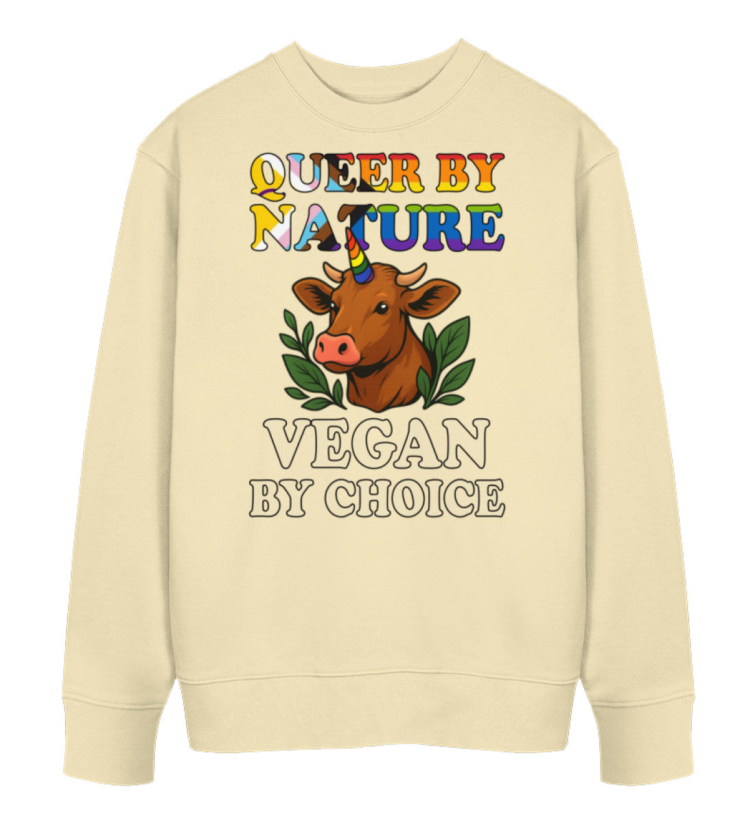 Natural Raw Sweatshirt Cow Queercorn – Queer by nature, Vegan by choice - Vegayn
