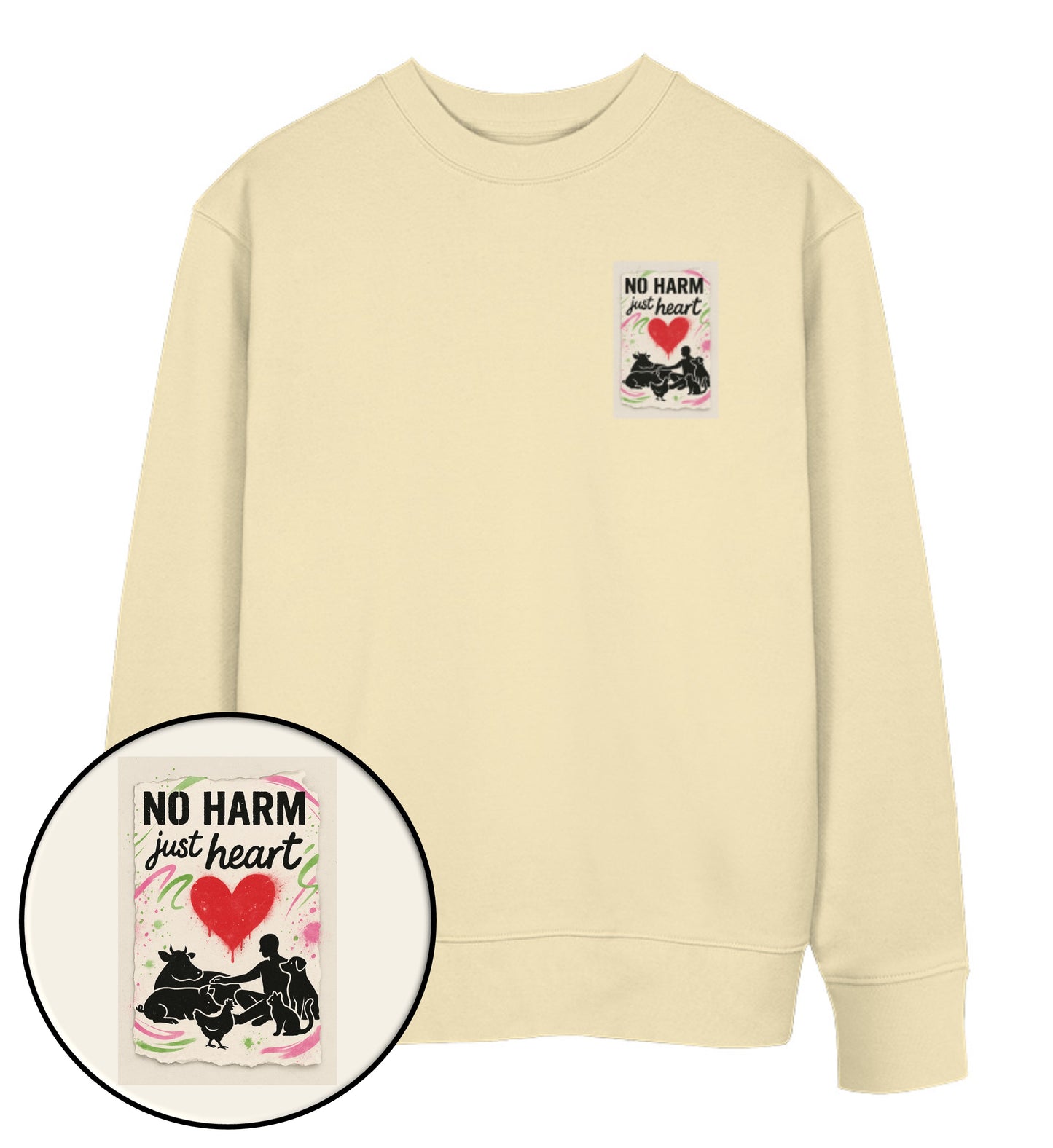 Natural Raw Sweatshirt – No harm, just heart - Vegayn