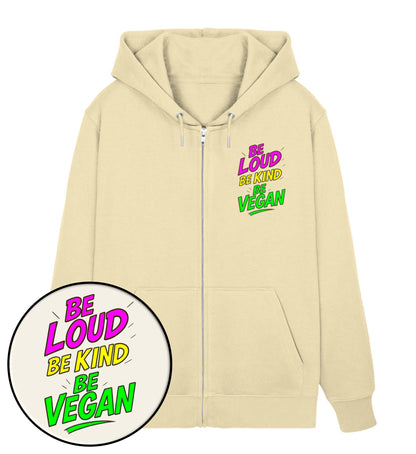 Natural Raw Zipper Hoodie – Be loud, be kind, be vegan - Vegayn