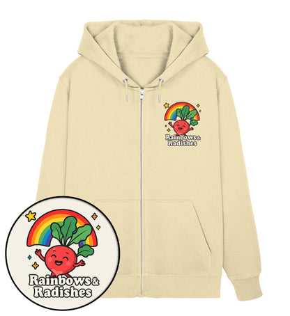 Natural Raw Zipper Hoodie – Rainbows & Radishes - Vegayn