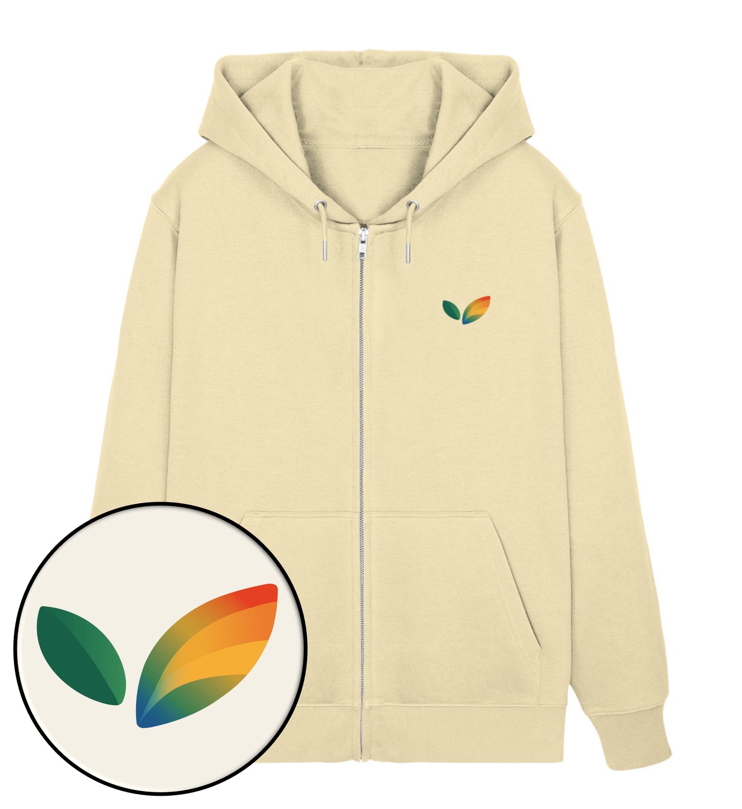 Natural Raw Zipper Hoodie – Vegayn Queer Little Leaf - Vegayn