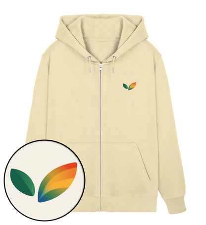 Natural Raw Zipper Hoodie – Vegayn Queer Little Leaf - Vegayn