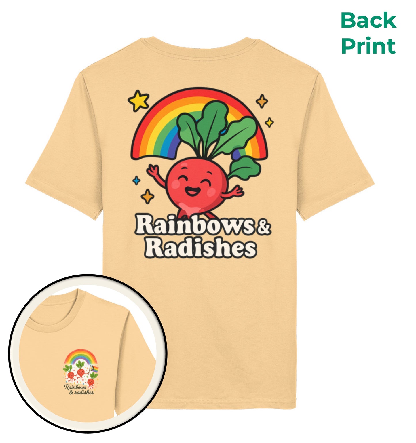 Nispero Classic_T-Shirt Rainbows Radishes - Vegayn