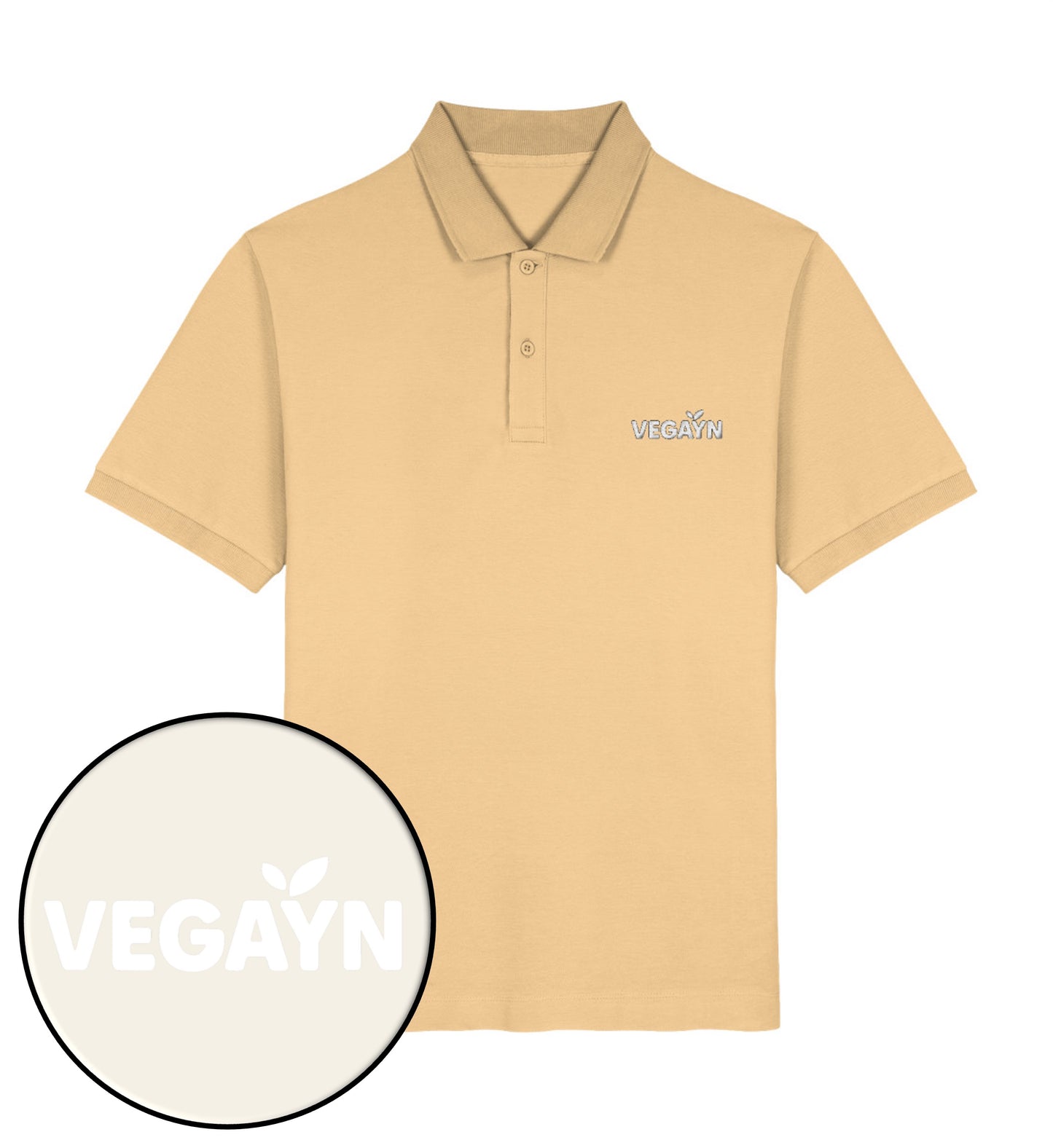 Nispero Polo Shirt Embroidery – Vegayn White - Vegayn