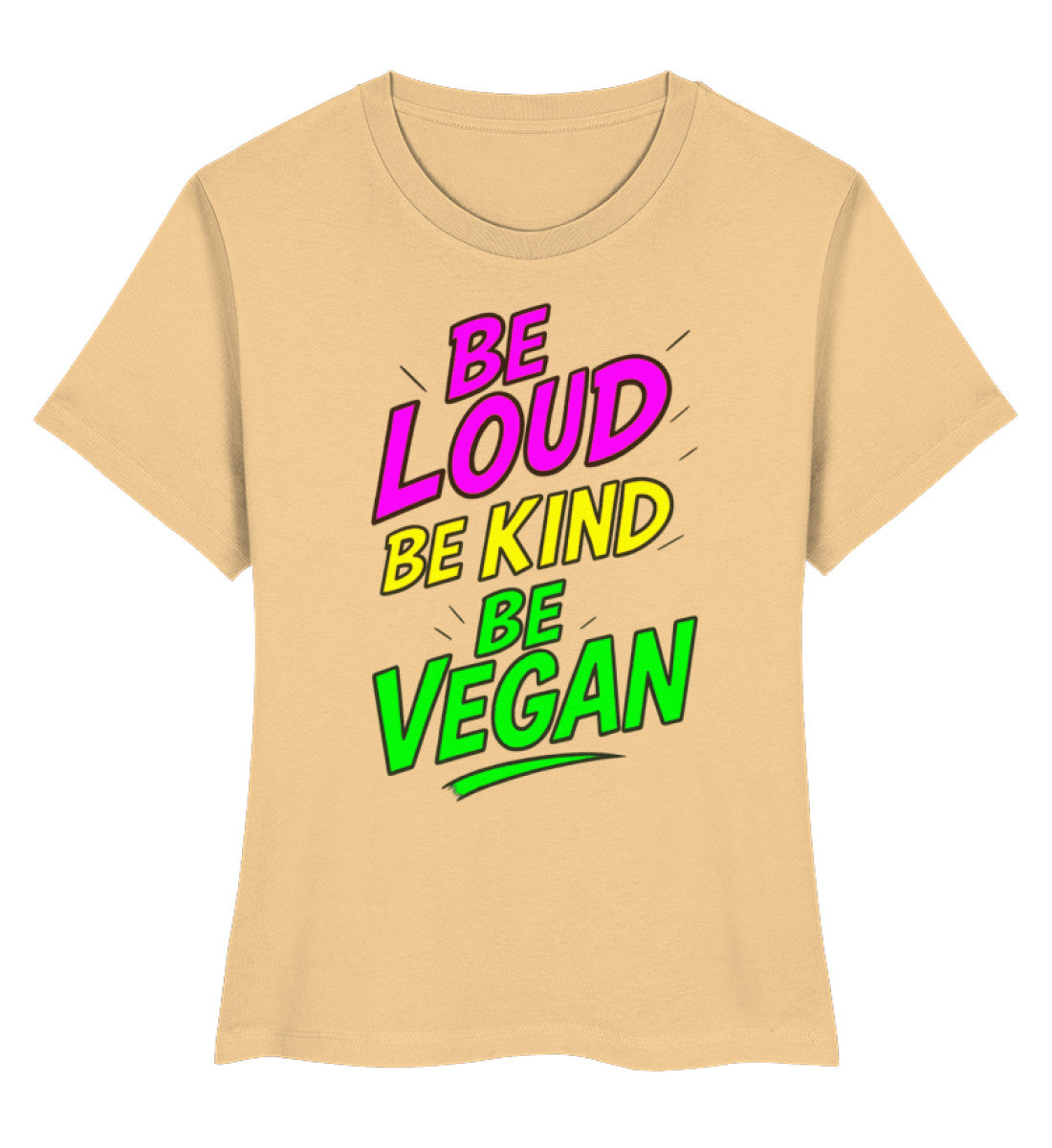 Nispero Short-Fit T-Shirt – Be loud, be kind, be vegan - Vegayn