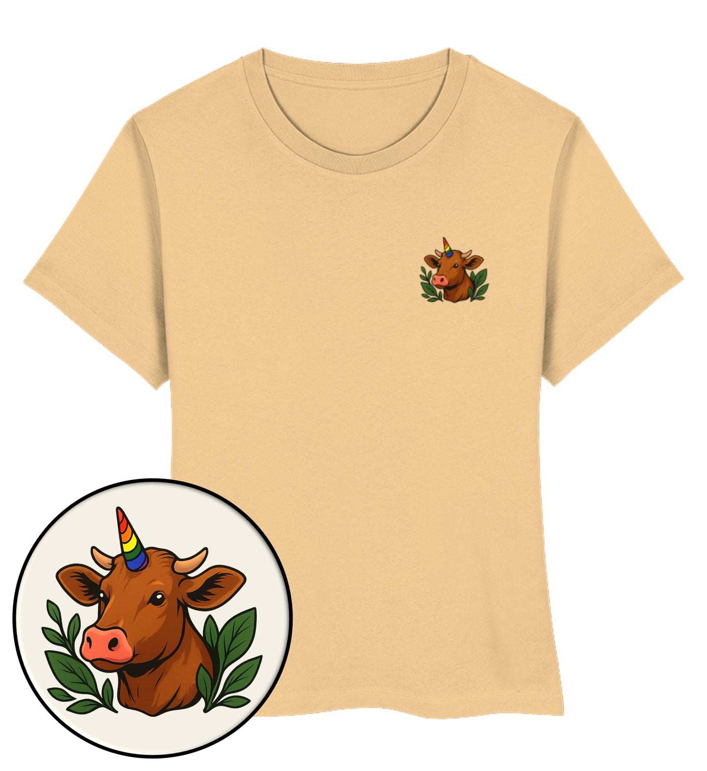 Nispero Short-Fit T-Shirt – Cow Queercorn - Vegayn