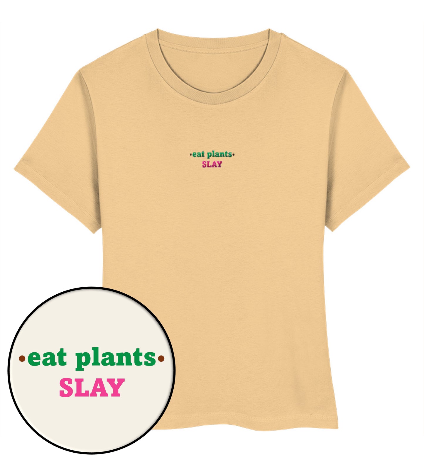 Nispero Short-Fit T-Shirt Embroidery – Eat plants. Slay - Vegayn