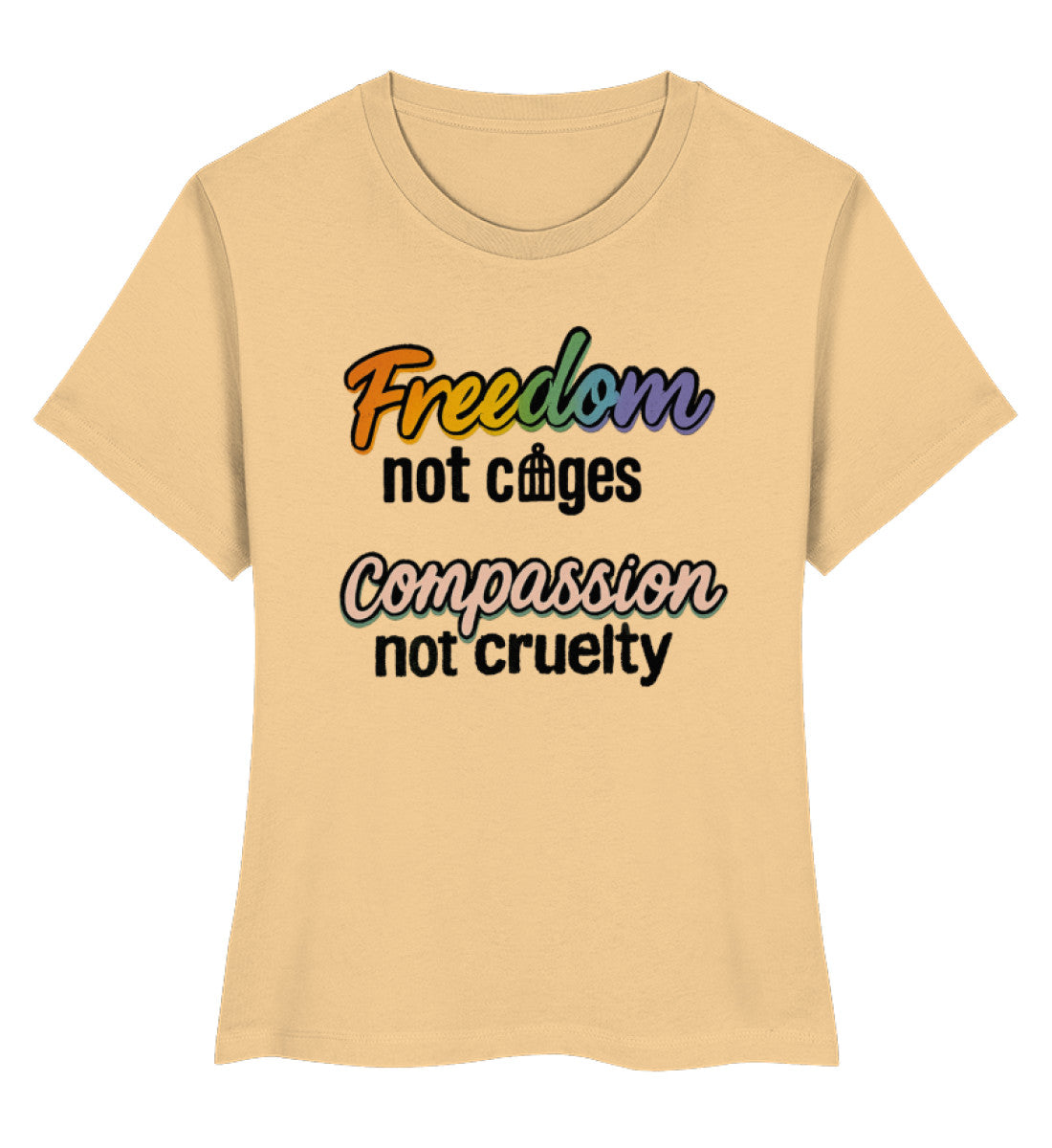 Nispero Short-Fit T-Shirt – Freedom, not cages – Compassion, not cruelty - Vegayn