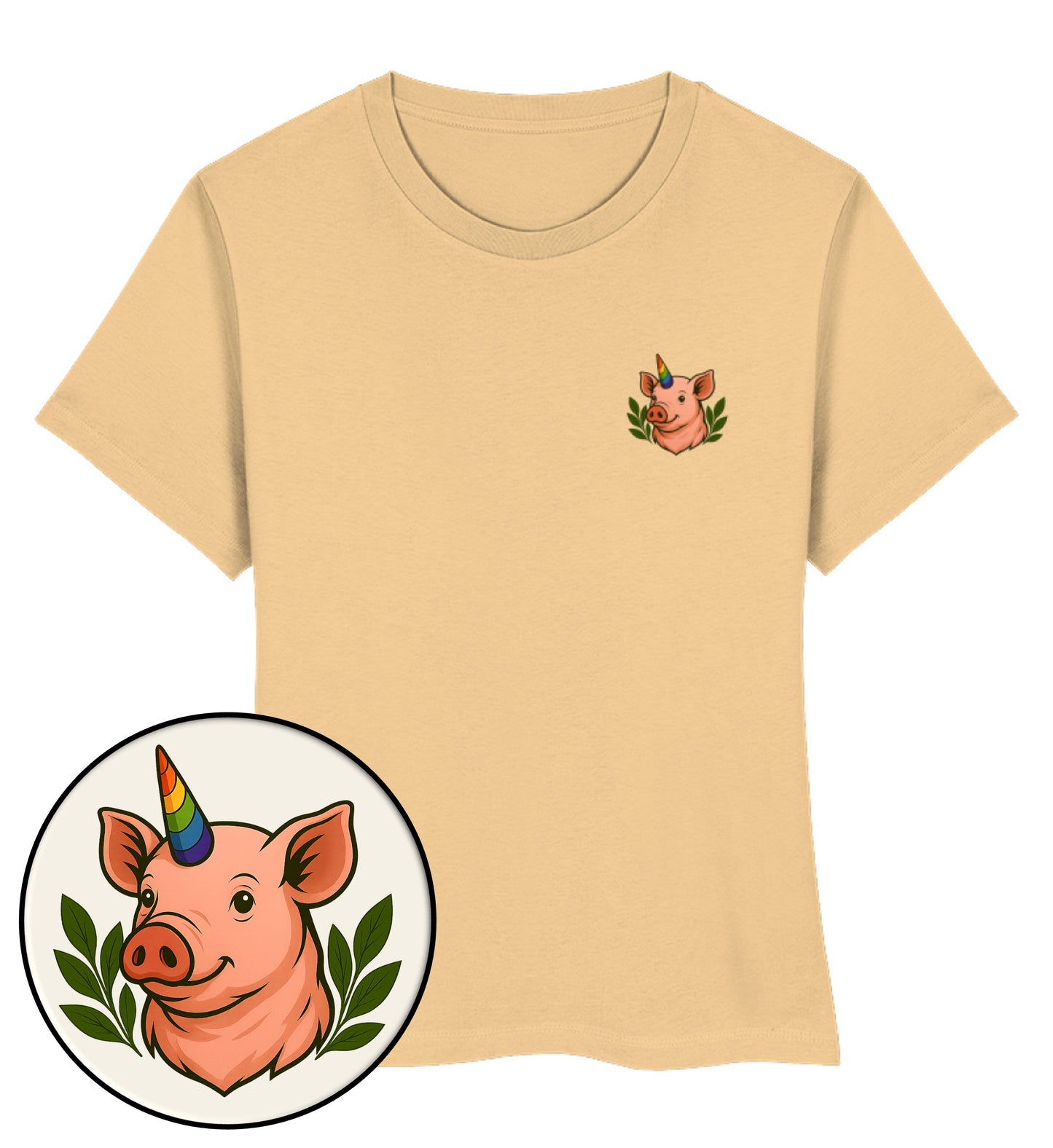 Nispero Short-Fit T-Shirt – Pig Queercorn - Vegayn