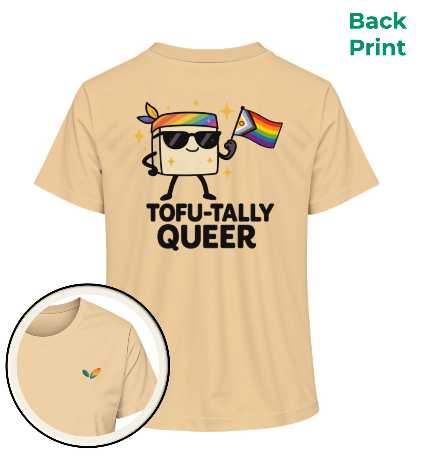 Nispero Short-Fit T-Shirt – Tofu-tally queer with bandana - Vegayn