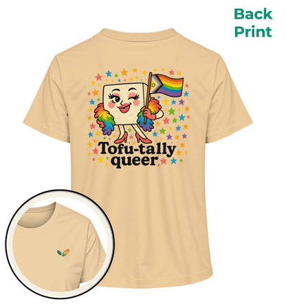 Nispero Short-Fit T-Shirt – Tofu-tally queer with boa - Vegayn