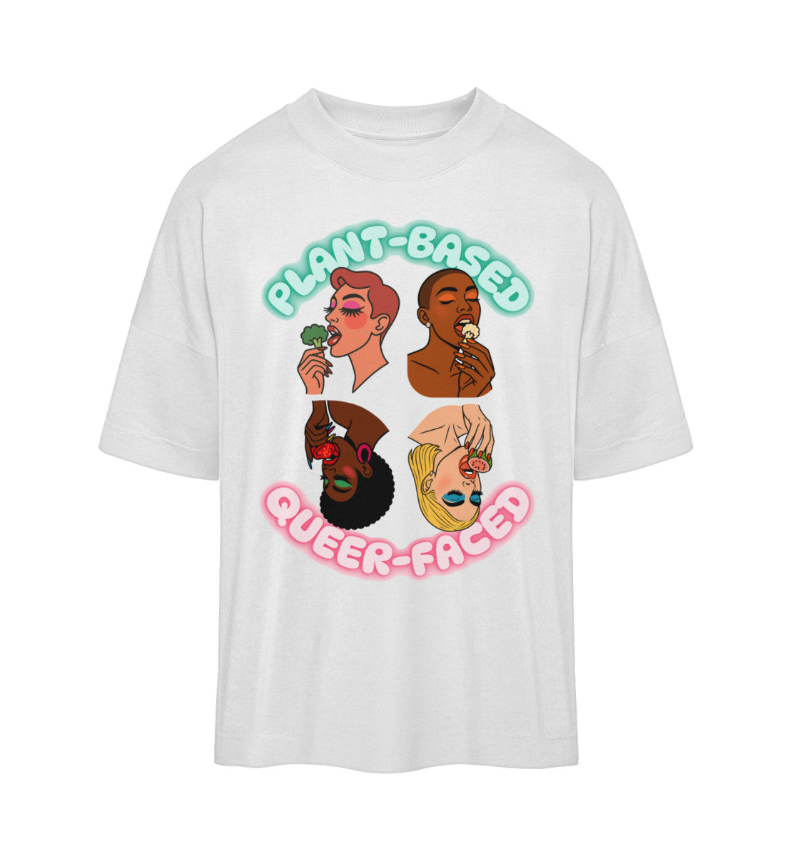 White Oversized T-Shirt – Plant-based, Queer-faced - Vegayn