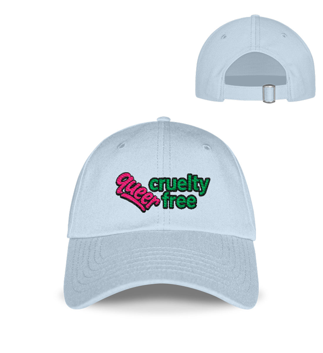 Pastel Blue Cap Embroidery – Queer & cruelty-free - Vegayn