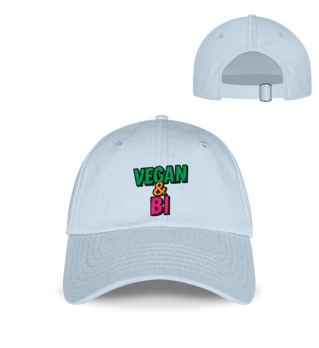 Pastel Blue Cap Embroidery – Vegan & Bi - Vegayn