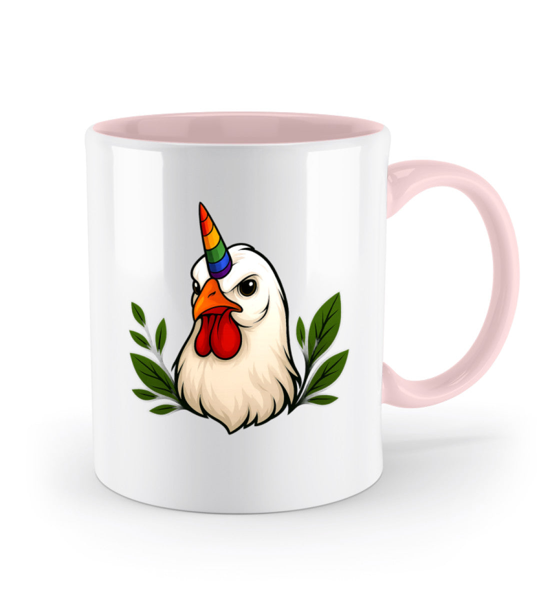 Pastel Pink Two-coloured Mug – Chicken Unicorn - Vegayn