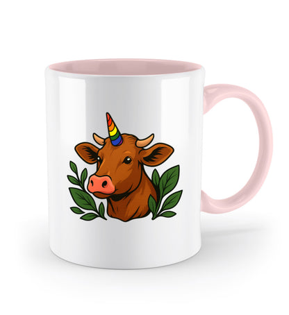 Pastel Pink Two-coloured Mug – Cow Unicorn - Vegayn