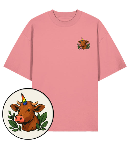 Pink Joy Oversized T-Shirt – Cow Queercorn - Vegayn