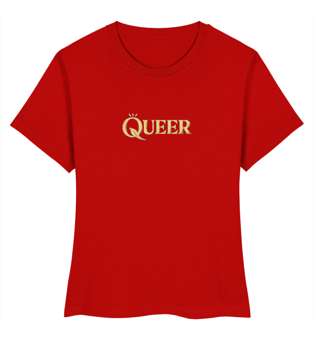 Red Short-Fit T-Shirt Embroidery – Queer - Vegayn