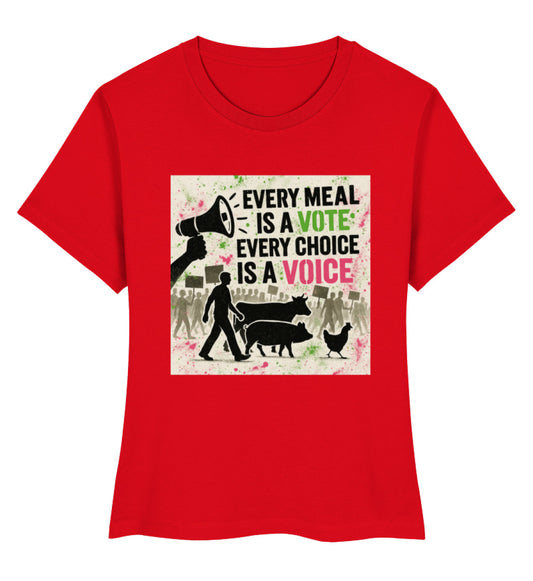 Red Short-Fit T-Shirt – Every meal is a vote. Every choice is a voice. - Vegayn